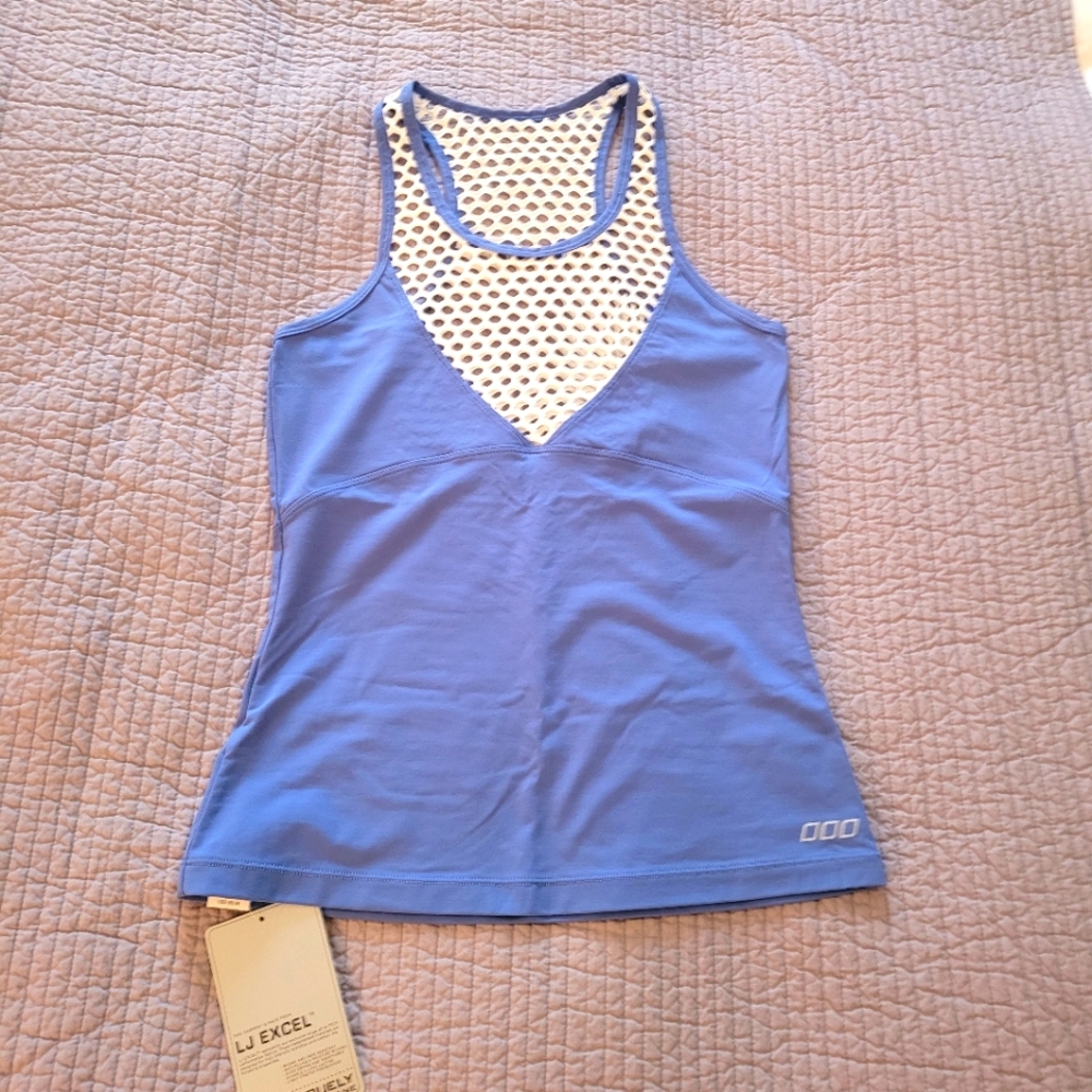 Lorna Jane tank, blue and white, size S